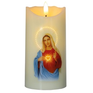 VELA DECORATIVA LED RELIGIOSA VIRGEN MARIA 3XAA LUZ CALIDA