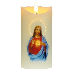 VELA DECORATIVA LED RELIGIOSA JESUS 3XAA LUZ CALIDA 