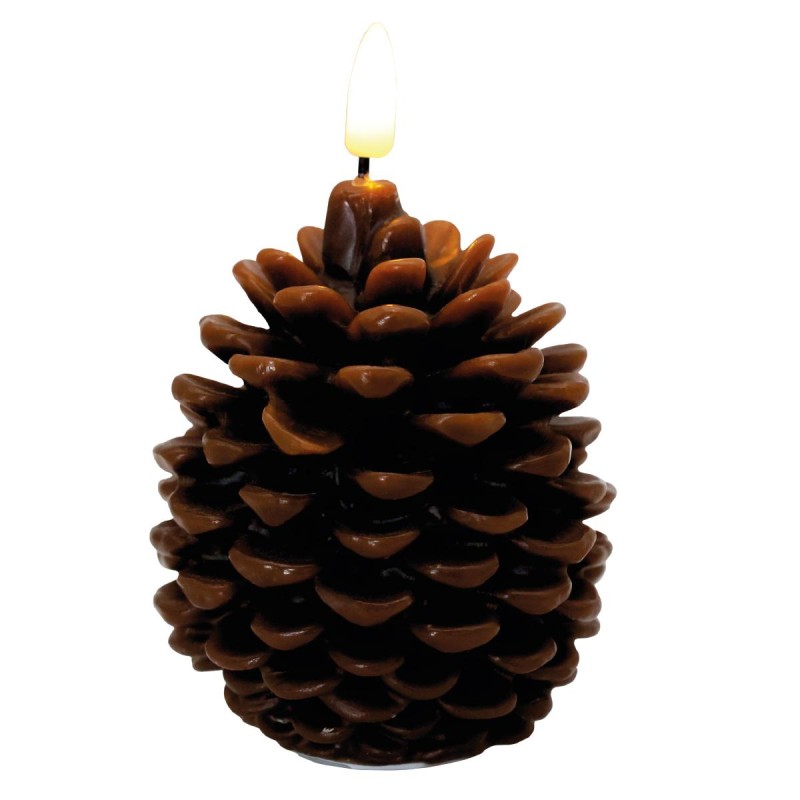 VELA DECORATIVA LED PIÑA DE CERA 2XAAA LUZ CALIDA